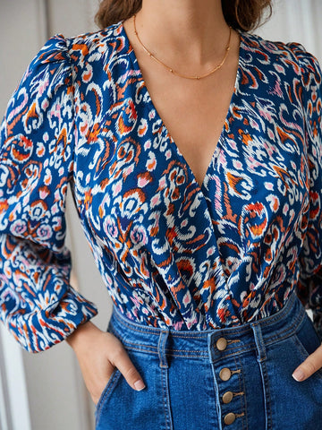 Ethic Floral Print Puff Sleeve Blouse