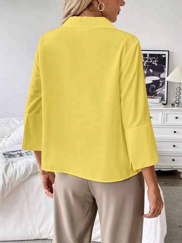 Frenchy FRENCHY White Loose-Fit Casual Long Sleeve Shirt, Teacher Shirt