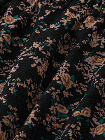 Frenchy Floral Print Elastic Waist Skirt