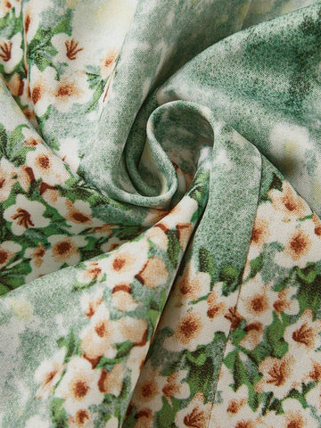 Frenchy Floral Print Frill Trimmed Long Sleeve Shirt