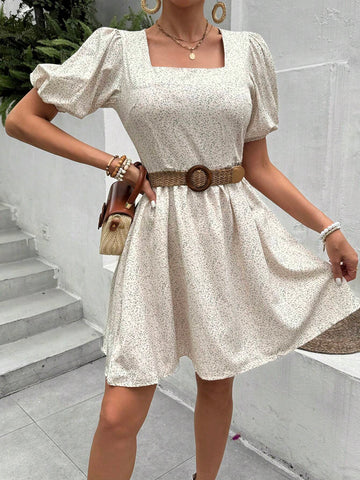 French Style Leisure Lantern Sleeve Dress