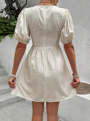 French Style Leisure Lantern Sleeve Dress