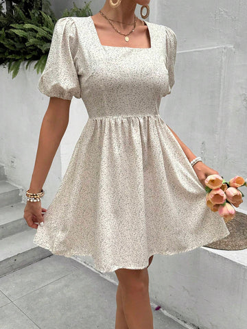 French Style Leisure Lantern Sleeve Dress