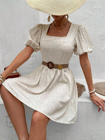 French Style Leisure Lantern Sleeve Dress