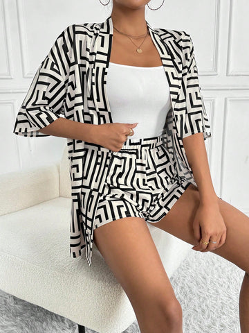 Geometric Printed Casual 2pcs Outfit