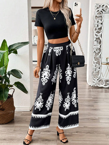 Hawaiian Style Solid Color Short Sleeve Shirt And Casual Pants For Summer