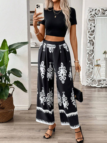 Hawaiian Style Solid Color Short Sleeve Shirt And Casual Pants For Summer