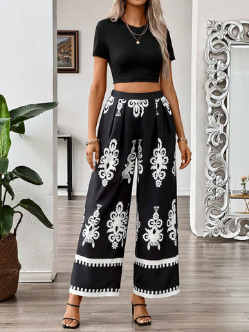 Hawaiian Style Solid Color Short Sleeve Shirt And Casual Pants For Summer