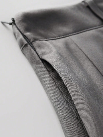 Frenchy High-Waist Gray Pleated A-Line Mini Skirt, Flattering And Anti-Flashing Design