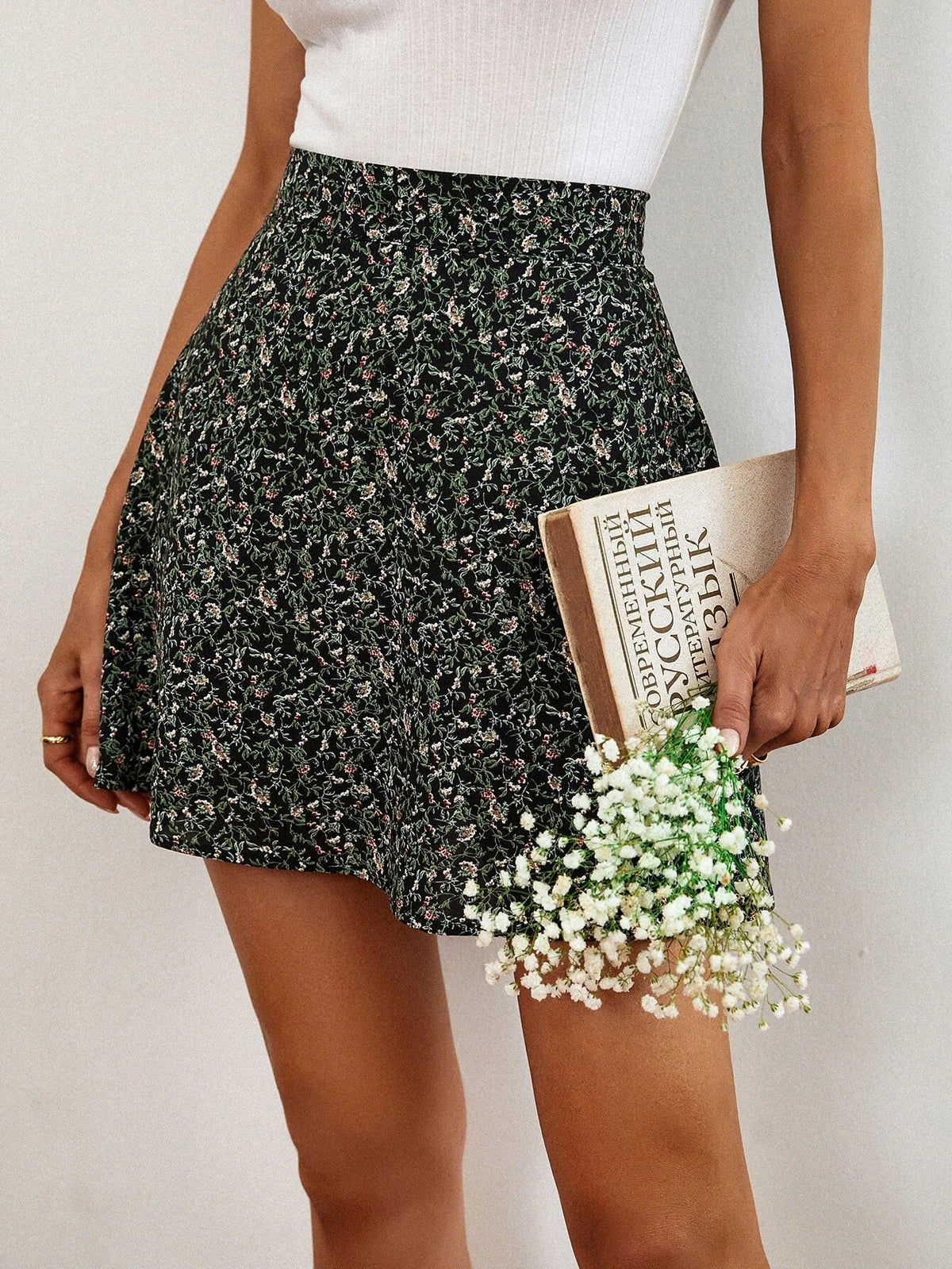 Frenchy High Waist Ditsy Floral Skirt