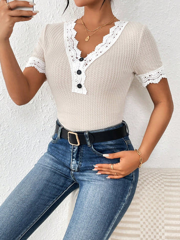 Lace Splicing Bodysuit