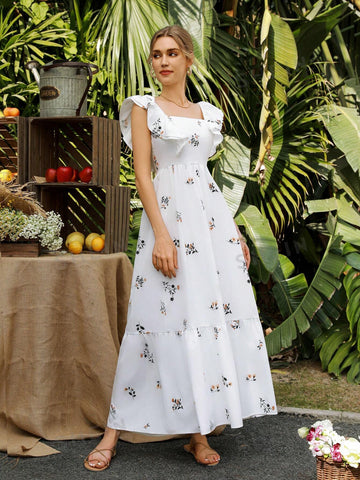 Ladies' Floral Printed Dress With Lining
