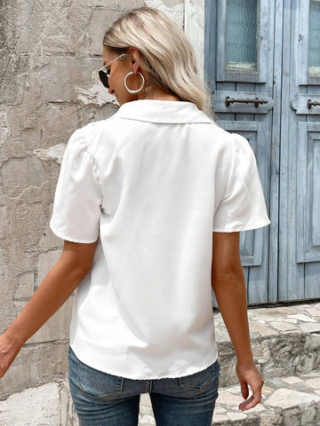 Frenchy Ladies" French Lace Short-Sleeved Shirt