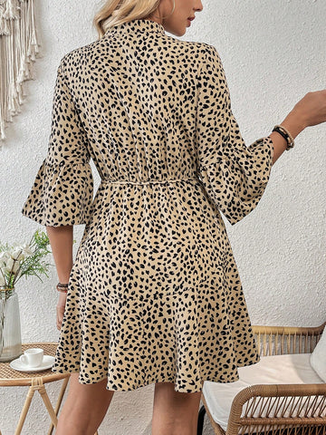 Ladies' Full Printed Bell Sleeve Dress