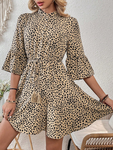 Ladies' Full Printed Bell Sleeve Dress