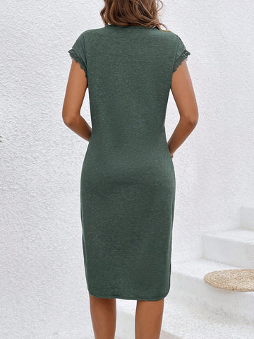 Ladies' Lace Edged Batwing Sleeve Dress