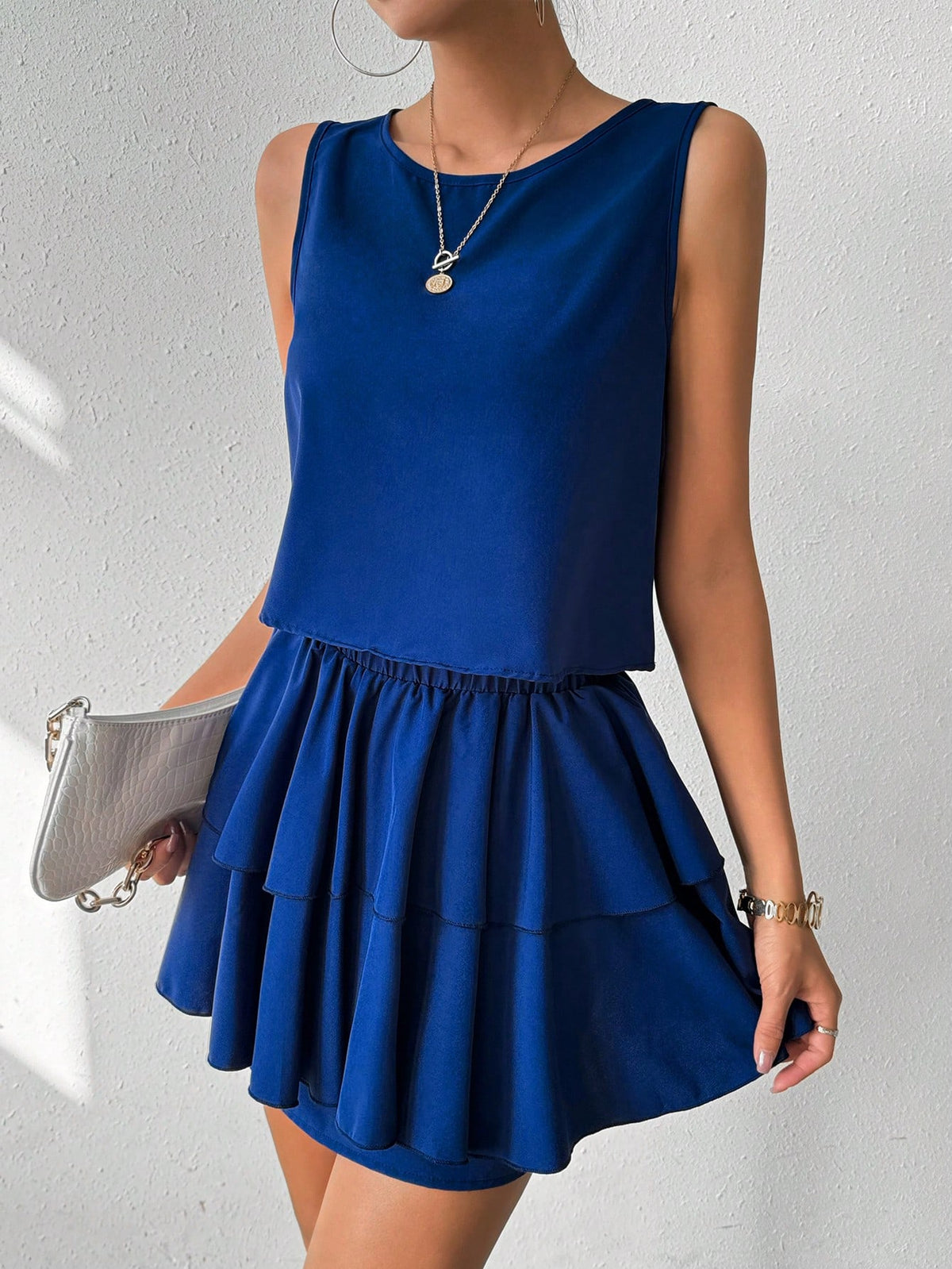 Ladies' Solid Color Casual Two-Piece Set