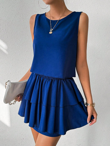 Ladies' Solid Color Casual Two-Piece Set