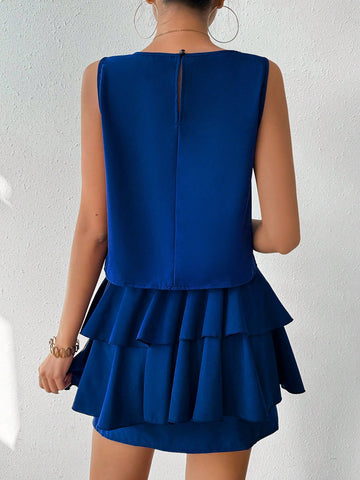 Ladies' Solid Color Casual Two-Piece Set