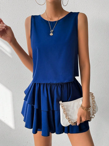 Ladies' Solid Color Casual Two-Piece Set