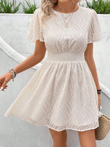 Ladies' Solid Color Design Waist Cinched Dress