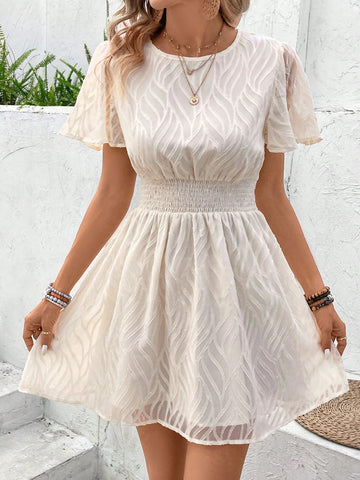 Ladies' Solid Color Design Waist Cinched Dress