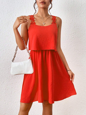 Ladies' Solid Color Spaghetti Strap Simple Dress
