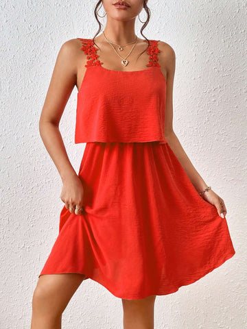 Ladies' Solid Color Spaghetti Strap Simple Dress