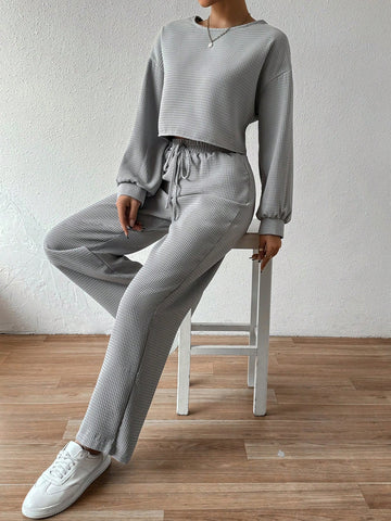 Ladies' Solid Color Two Piece Set
