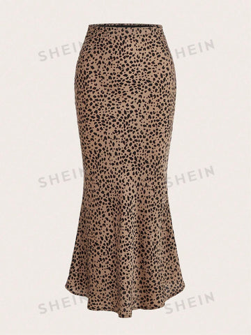 Frenchy Leopard High Waist Mermaid Skirt