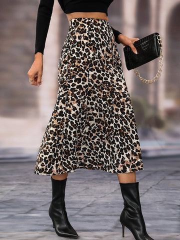 Frenchy Leopard Print A-line Skirt