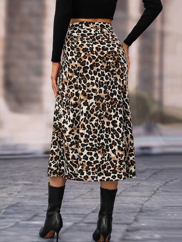 Frenchy Leopard Print A-line Skirt