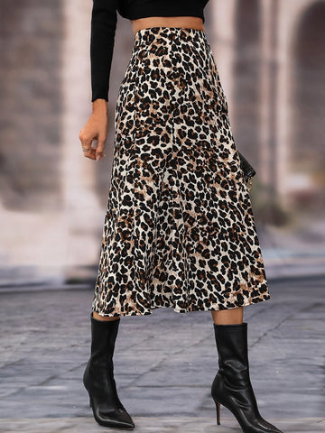 Frenchy Leopard Print A-line Skirt