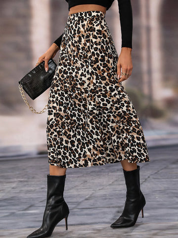 Frenchy Leopard Print A-line Skirt