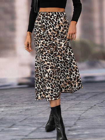 Frenchy Leopard Print A-line Skirt