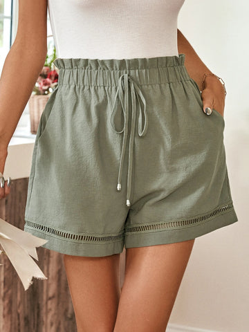 Frenchy Paperbag Waist Knot Front Shorts