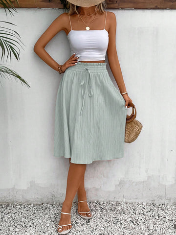 Frenchy Paperbag Waist Knot Front Skirt