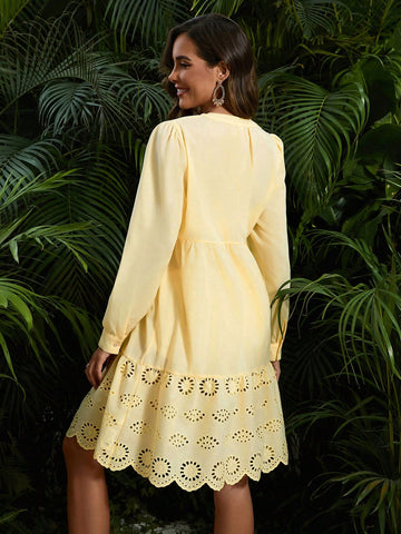 Random Embroidered Long Sleeve Dress