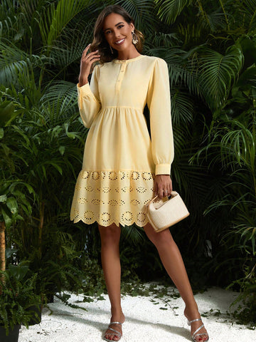 Random Embroidered Long Sleeve Dress