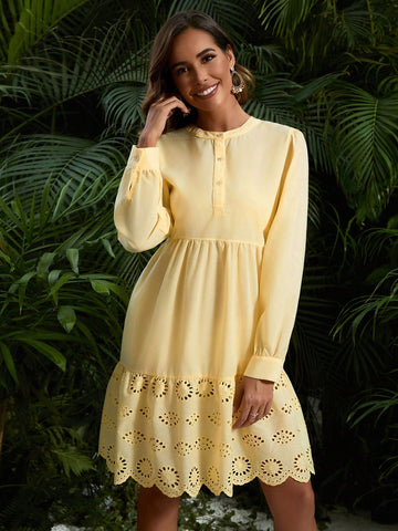 Random Embroidered Long Sleeve Dress