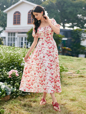 Frenchy Random Printed Short Sleeve Dress