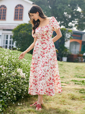 Frenchy Random Printed Short Sleeve Dress