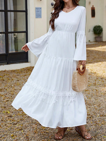Frenchy Round Neck Flare Sleeve A-Line Dress