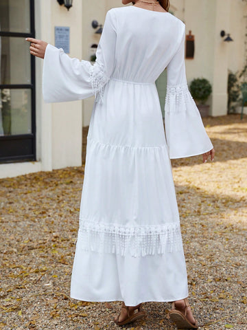 Frenchy Round Neck Flare Sleeve A-Line Dress