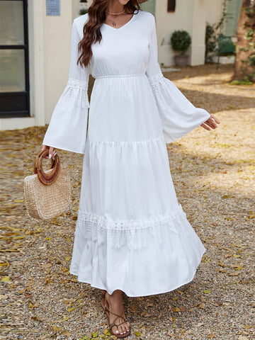 Frenchy Round Neck Flare Sleeve A-Line Dress