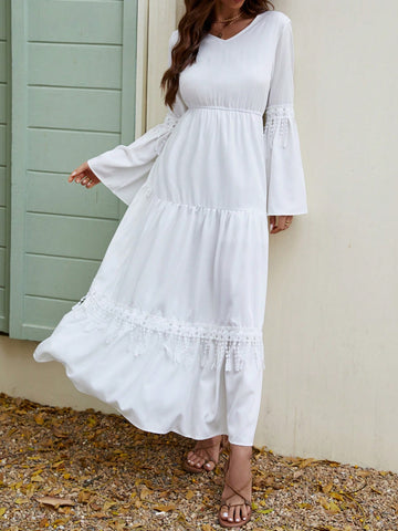 Frenchy Round Neck Flare Sleeve A-Line Dress