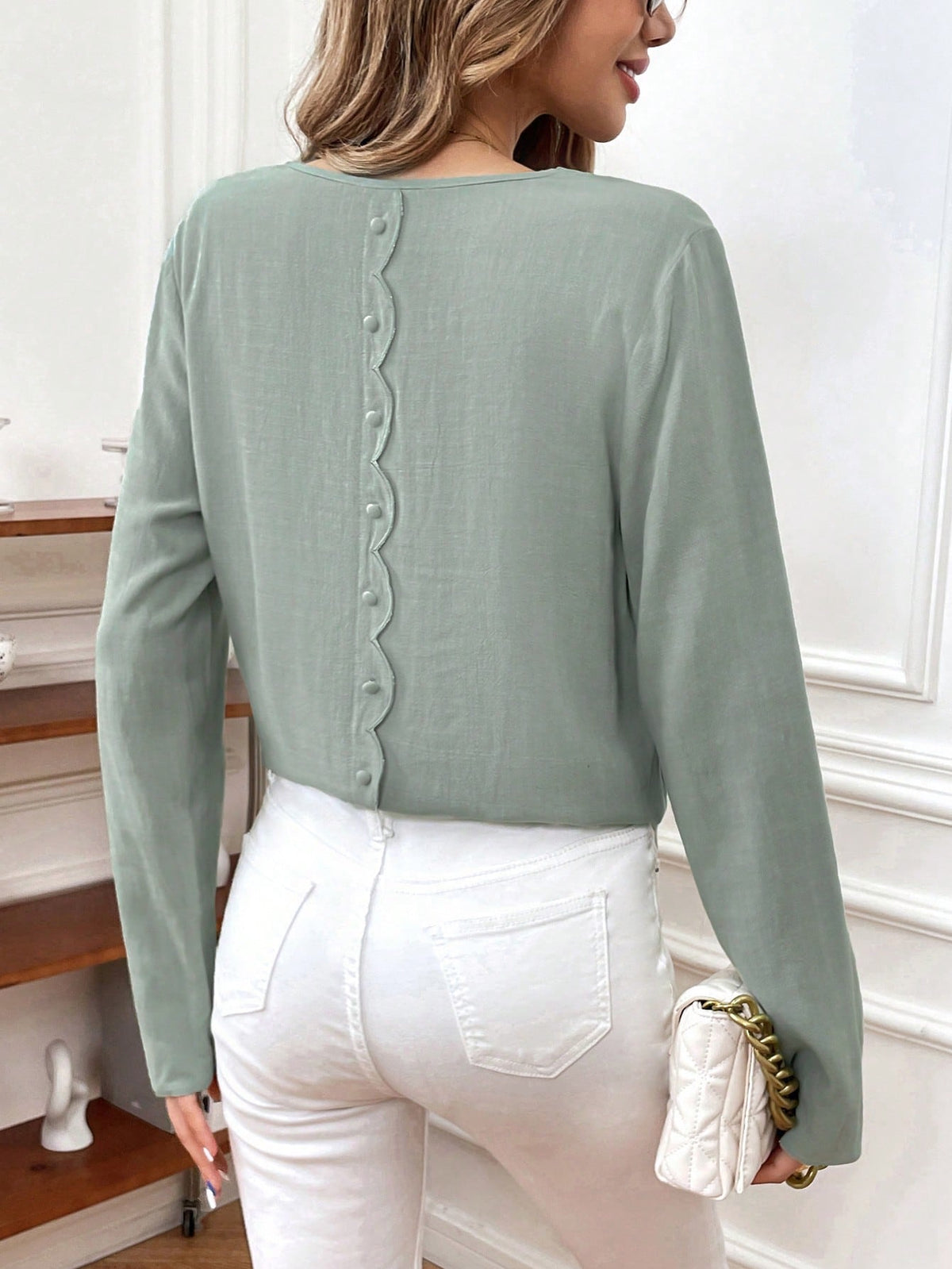 Scallop Trim Blouse
