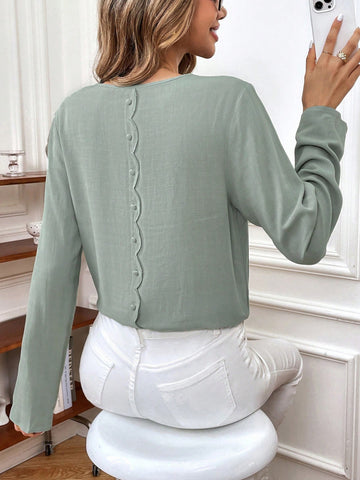 Scallop Trim Blouse