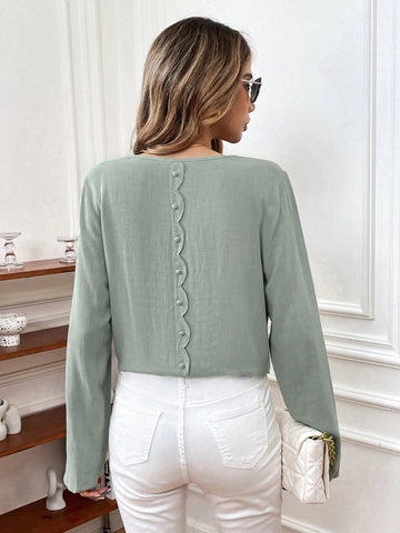 Scallop Trim Blouse