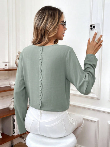 Scallop Trim Blouse
